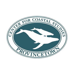 Center for Coastal Studies Logo - Teal oval with teal serif type and white whale icon in center