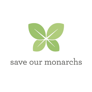 Save Our Monarchs Logo - Green butterfly icon above gray serif type