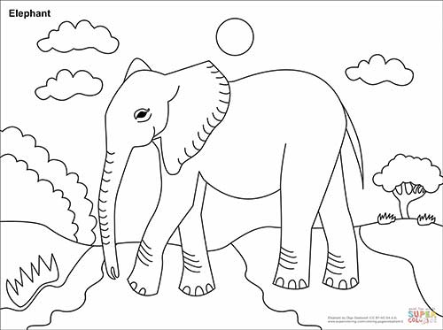 Coloring Page of an Elephant