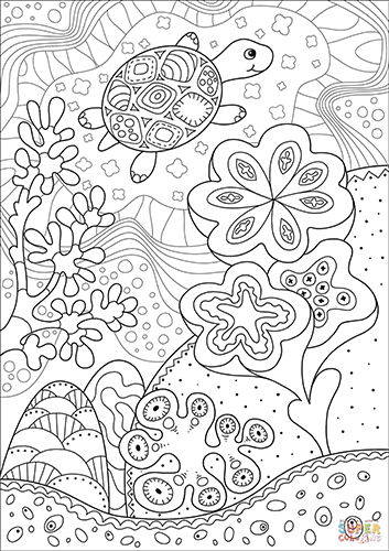 Coloring Page of a Sea Turtle