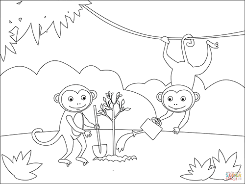 Coloring Page of Titi Monkies