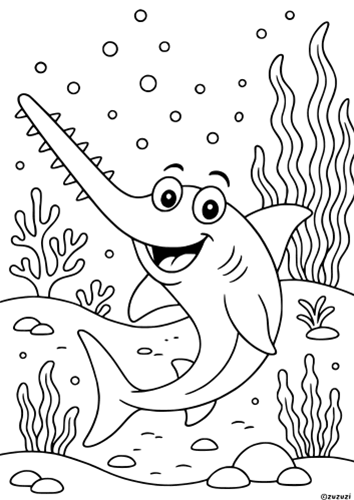 Coloring Page of a sawfish