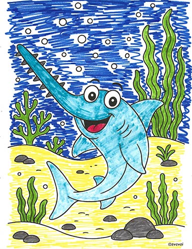 Coloring Page of a sawfish